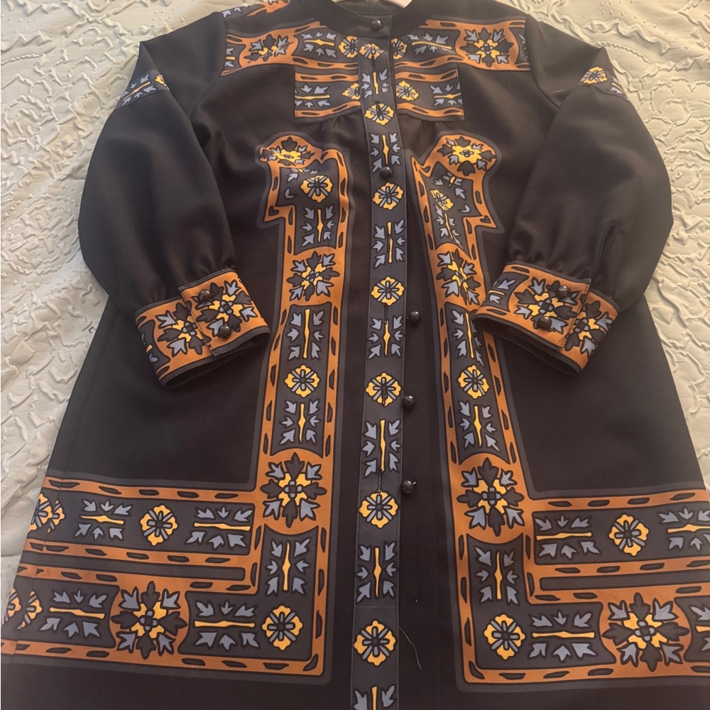 Black Shirt Anna Sui  dress  Orange and Gray Pattern